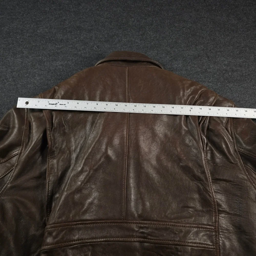 Vtg Andrew Marc New York Mens Brown Leather Jacket Quilted Lining Elbow Pads XL